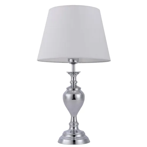Lampa biurkowa nocna srebrny chromowany trzon zdobiony biały abażur Italux TB-7730-1 Etien 1xE27 Szybka dostawa