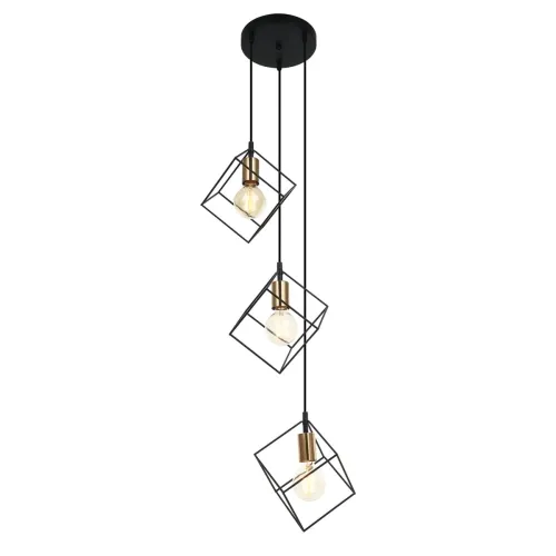 Lampa wisząca czarna kostki stelaż metalowy loft na żarówki dekoracyjne Italux MDM-4244/3 BK+BRO Morestel 3xE27 Najlepsza cena