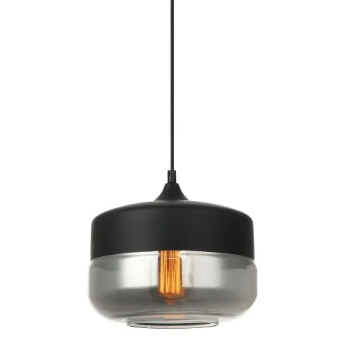 Lampa wisząca szklana czarna klosz w kształcie walca na przewodzie Italux MDM-2380/1 BK+SGc Molina 1xE27 Zniżka