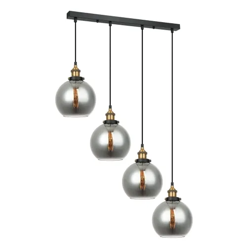 Zniżka Lampa wisząca nad wsypę dymne klosze złote dodatki i czarne linki Italux MDM-4330/4 GD+SG Cardena 4xE27