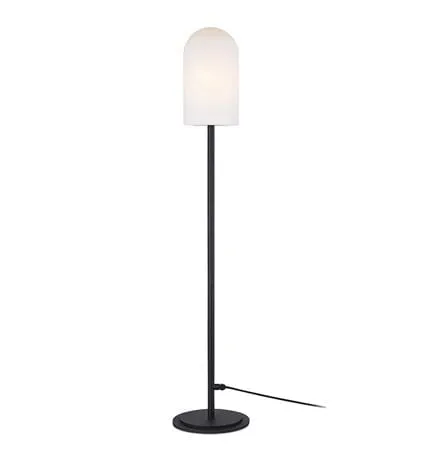 Lampa podłogowa w stylu skandynawskim z matowym białym półowalnym kloszem i czarną podstawą MarkSlojd 107998 Afternoon 125cm Wyprzedaż