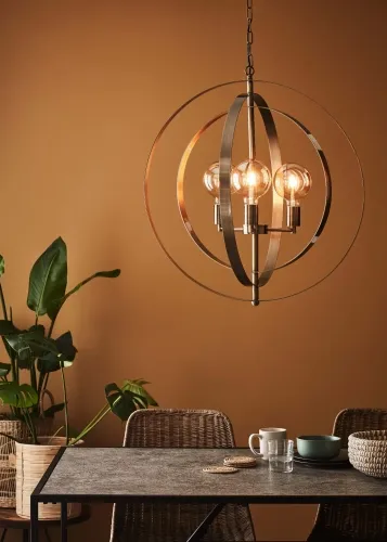 Bezpieczna płatność Złota metalowa lampa wisząca w kształcie orbity z odsłoniętymi oprawkami MarkSlojd 107941 Orbit 3xE27 61cm