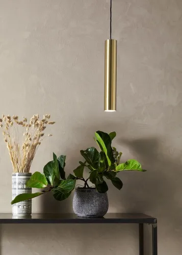 Niska cena Lampa wisząca punktowa tuba z szczotkowanego mosiądzu MarkSlojd 107880 Ruben GU10 350cm x 7cm