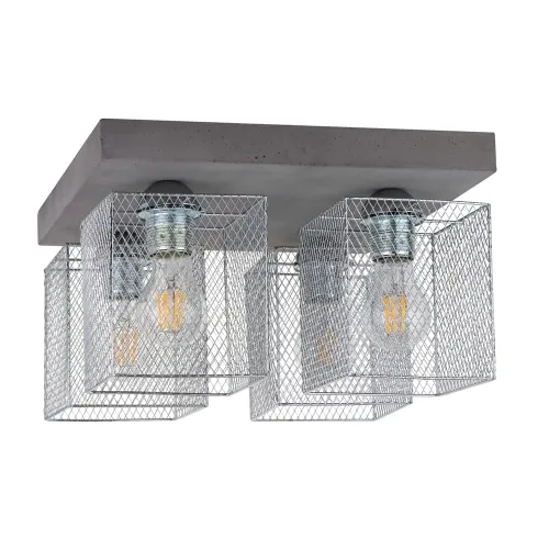 Lampa sufitowa z betonu w kształcie kwadratu z metalowymi siatkowanymi kloszami Spot-Light 8172436 Gittan 4xE27 21cm x 34cm Zamów dziś