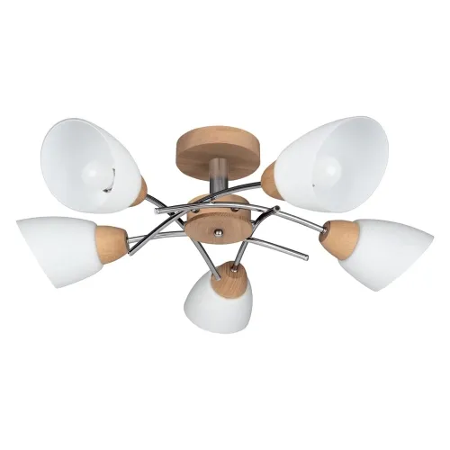 Oferta limitowana Lampa sufitowa do salonu stelaż z drewna dębowego i białe szklane klosze Spot-Light 8141574 Viletta Wood 5xE27 70cm