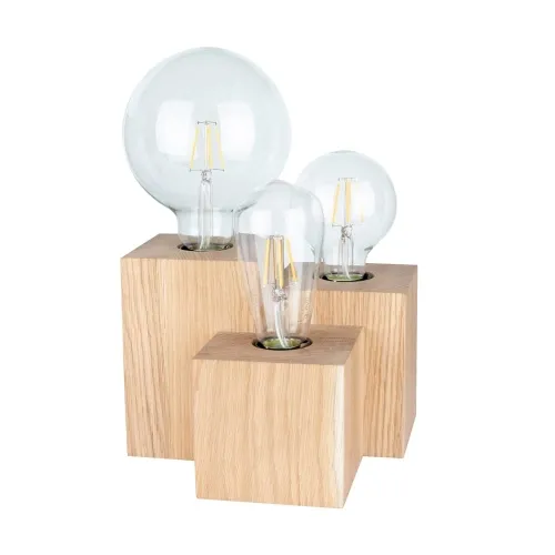 Lampa nocna stołowa z drewna dębowego kwadratowe schodki Spot-Light 2276374 Vincent 3xE27 15cm Wyjątkowa oferta