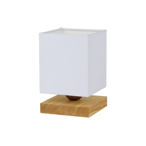 Lampa nocna płaska kwadratowa podstawa drewniana dębowa biały abażur z tkanin Spot-Light 7284174 E27 20cm Tylko dziś