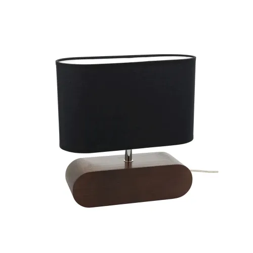 Lampa nocna stołowa z drewna bukowego niska podłużna podstawa i czarny abażur z tkaniny Spot-Light 7615076 Marinna E27 31cm Nowość