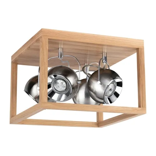 Bezpieczne zakupy Lampa sufitowa z reflektorami w sześciennym stelażu z drewna dębowego Spot-Light 5227474 Roy 4xGU10