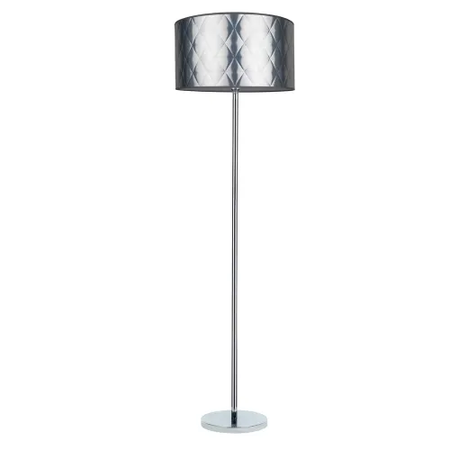 Lampa podłogowa srebrna z pikowanym połyskującym abażurem i chromowaną podstawą Spot-Light 6593028 Maxima E27 166cm Wyprzedaż