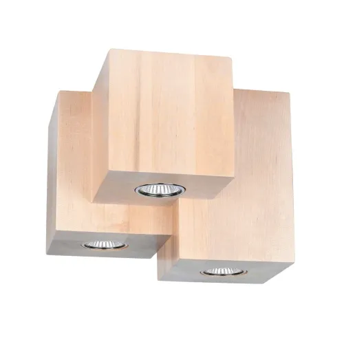 Hit cenowy Lampa sufitowa z drewna brzozowego potrójne kwadratowe tuby Spot-Light 2576360 Wooddream 3xGU10 15cm x 20cm