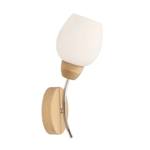 Kinkiet lampa ścienna biały szklany abażur na metalowym ramieniu drewniana podstawa Spot-Light 8320174 Parma Wood E27 Ograniczona ilość