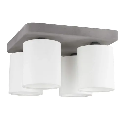 Lampa sufitowa betonowa w kwadracie z białymi cylindrycznymi abażurami z tkaniny Spot-Light 2321436 Gentle 4xE27 34cm x 21cm Szybka dostawa