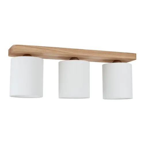 Wyprzedaż Lampa sufitowa listwa z drewna dębowego i białe abażury z tkaniny Spot-Light 8512374 Jenta 3xE27 20cm x 55cm