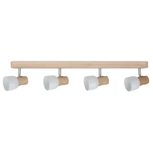 Lampa sufitowa reflektory na listwie z drewna brzozowego i metalowe białe regulowane klosze Spot-Light 2239460 Svantje 4xE14 17cm x 69cm Oferta
