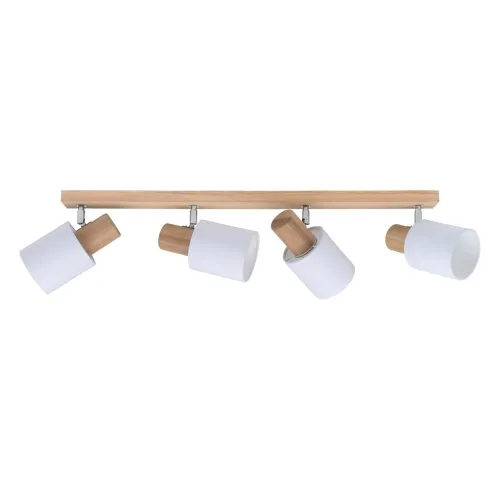 Ostatnia szansa Lampa sufitowa listwa z drewna dębowego regulowane reflektory i białe klosze z tkaniny Spot-Light 2236474 Treehouse 4xE27 21cm x 75cm