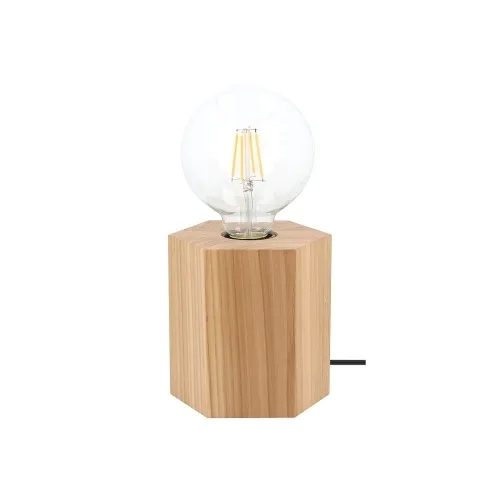 Lampa nocna nowoczesna drewniana dębowa podstawa sześcian Spot-Light 7819174 Drewno Dębowe Hexar E27 Okazja