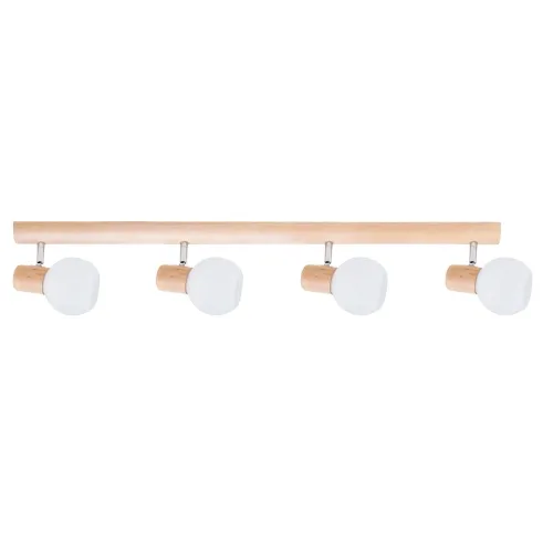 Sprawdź teraz Lampa sufitowa listwa drewniana z reflektorami białe szklane klosze kule drewno brzozowe Spot-Light 2231460 Karin 4xE14 18cm x 74cm