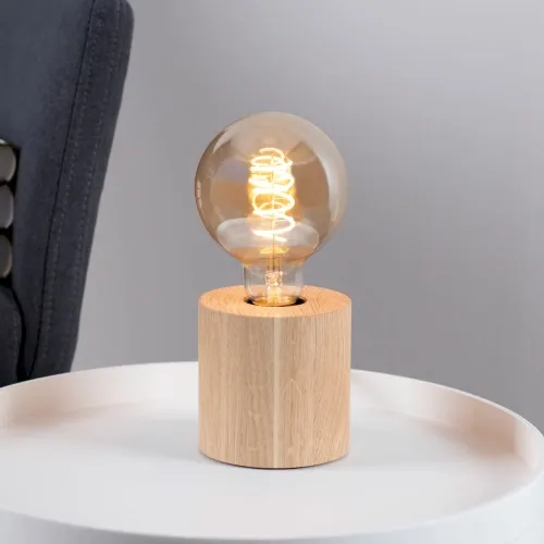 Lampa nocna walec drewniany dębowy na żarówkę dekoracyjną Spot-Light 7071174 Trongo E27 10x10 cm Kup teraz