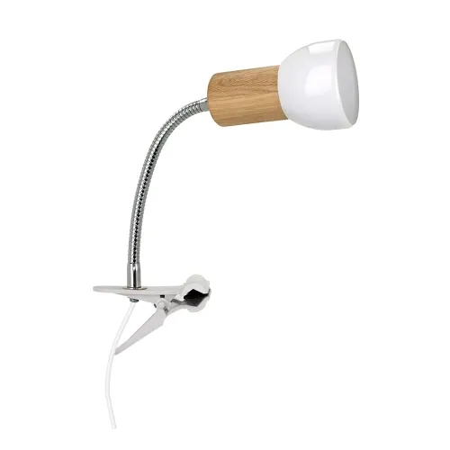 Lampa biurkowa z klipsem reflektorek na giętkim ramieniu drewno brzozowe metal biała tworzywo Spot-Light 2224174WF Svenda E27 Kup teraz