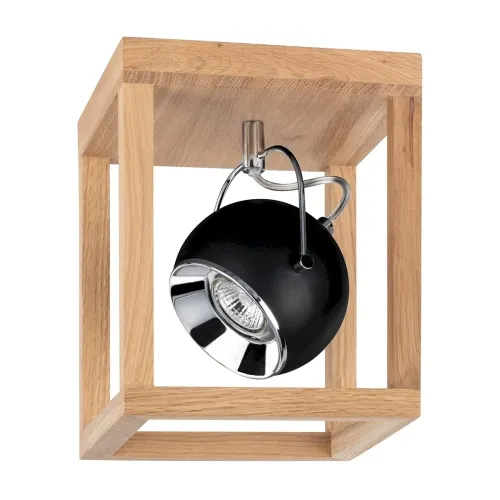 Lampa sufitowa okrągły czarny reflektor w ramie z drewna dębowego Spot-Light 5224174 Roy GU10 25cm x 20cm x 20cm Tani