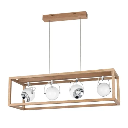 Lampa wisząca białe metalowe reflektory w ramie z drewna dębowego Spot-Light 61620474 Roy 4xGU10 Zniżka