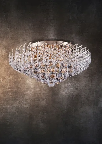 Lampa Sufitowa Kryształowy Żyrandol Maytoni DIA120-09-G Karolina 9xE14 51cm x 27cm złoty Tylko dziś